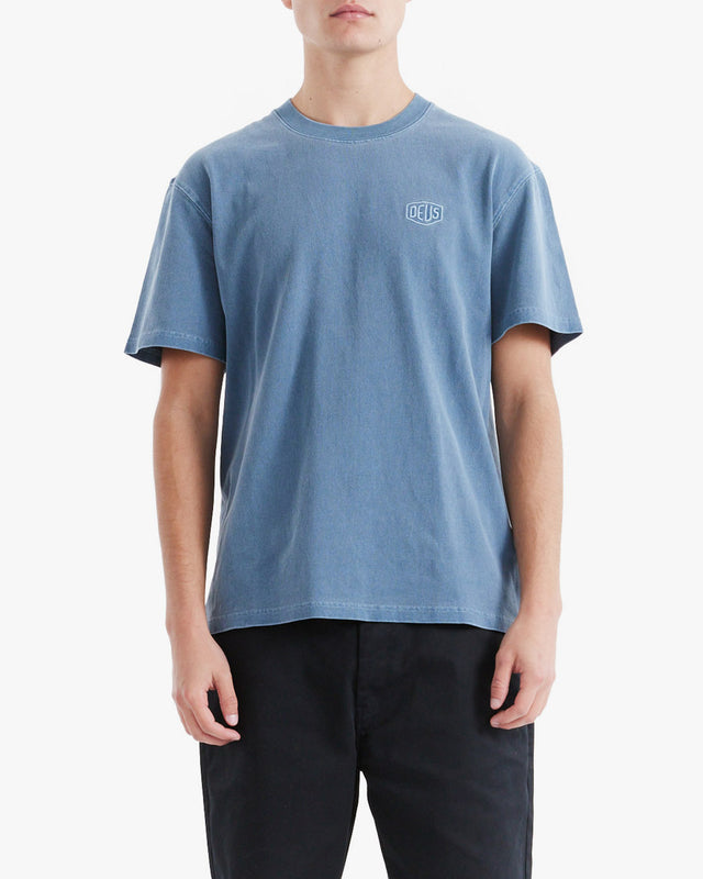 Camiseta Box Fit Shield Garment Dyed - Azul