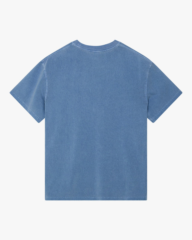 Camiseta Box Fit Shield Garment Dyed - Azul