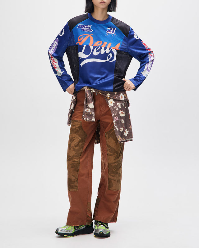 Moto Jersey Box Fit Moss Gather - Azul