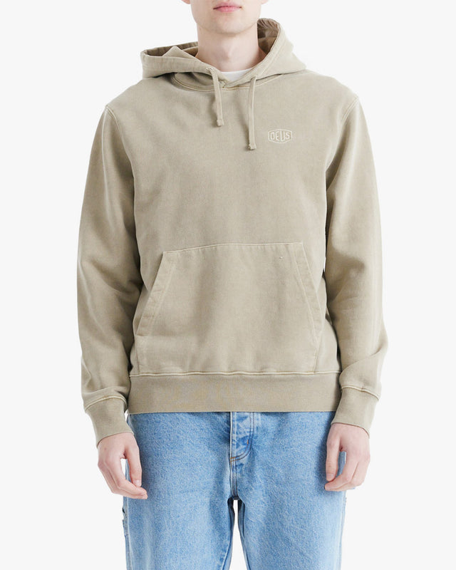 Moletom Canguru Box Fit Shield Garment Dyed - Bege